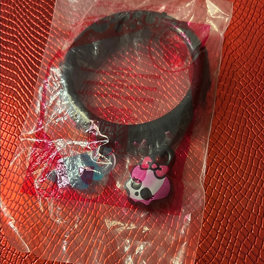 Kids Black Bracelet with Pink and Blue Charms